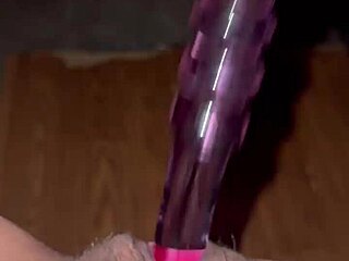 Wife's wet pussy squirts from dildo fucking