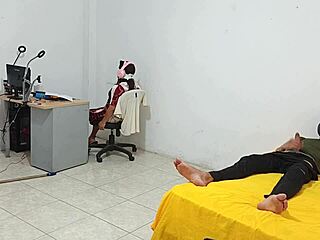 step sister watches me stroke huge cock while sitting close