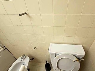 Cuckold Wife in Lingerie Fucks Party Guest Hard in Bathroom Toilet