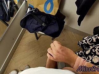 Pulling Out Cock in Dressing Room Young Girl Handjobs Cumshot Misscreamy