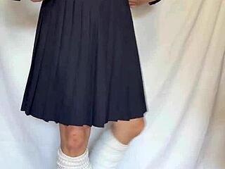 i stuffed sexy lingerie n shiny anal plug in my sailor uniform chuubo oh god