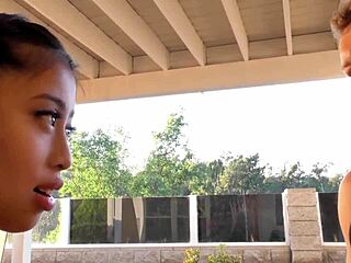 Cute Skinny Asian Teen Sucks Fucks Big White Cock!