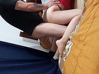 this cute latina couple goes wild on homemade ass worship