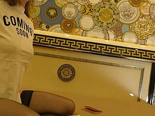 Hot Skinny Redhead Bares Tight Pussy In Black Stockings On Bed