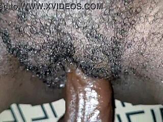 your stepsister's tight ebony pussy waits bent over after sleeping in