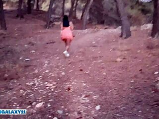 Petite latina student creampied doggystyle by stranger in forest