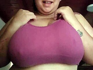 heavy bbw teases huge natural boob drops