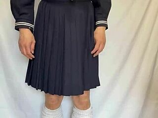 i stuffed sexy lingerie n shiny anal plug in my sailor uniform chuubo oh god