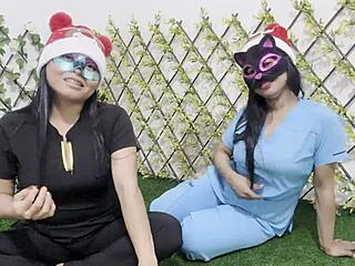 Best Friend and I Practice Christmas Dildo Blowjobs Like Sluts