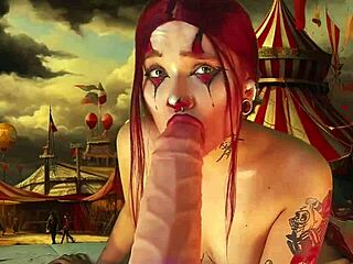 harley quinn stretches her huge ass cheeks with giant dildo—those scars make sense now!!