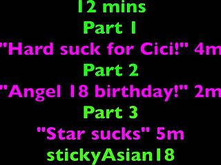 StickyAsian18 Cici's 19Yo Birthday Hard Suck Blowjob Party Preview