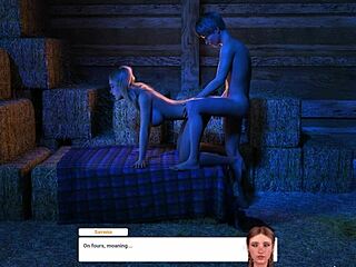 blonde cowgirl rides shaved pussy on ranch at midnight