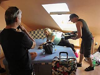 i gave big dick blowjob at threesome party backstage in uniform heels