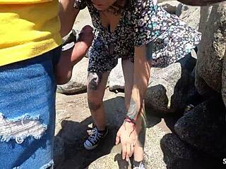 Inked Latina Teen Seduces Driver For Beach Fuck