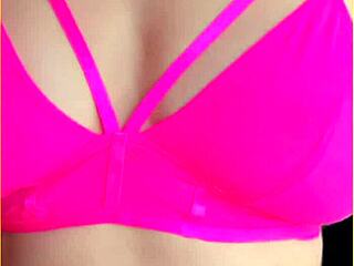 wifey models hot pink lingerie flashing her perfect big tits around the house