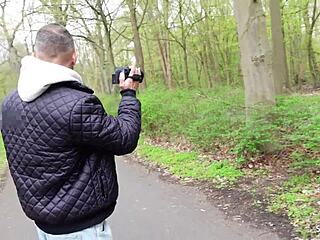 German curvy mature wife kathy's big tits bounce in street bus casting fuck