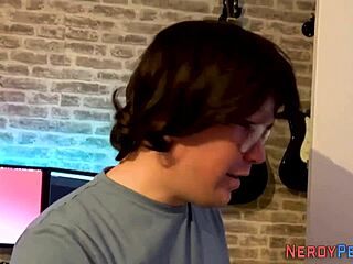 Wanna see this newbie slut slobber all over a nerd's first-time load?