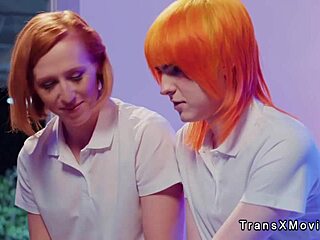 Why Resist When Shemales Pound Blonde in Threesome Massage?