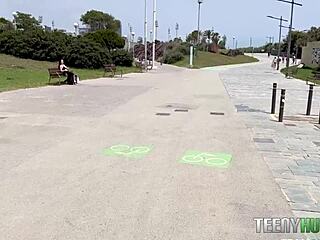 perfect small tits teen at barcelona nude beach wants your cock?