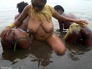 3 Native African Girls Tease Each Other's Pussies Outdoors?