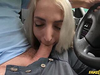 Whoa, cute blonde teen fisted wildly by fake taxi driver!