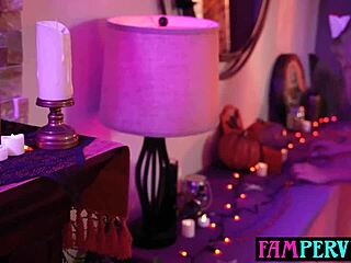 Naughty nurse Ellie Tay checks horny stepson's throbbing monster cock orally