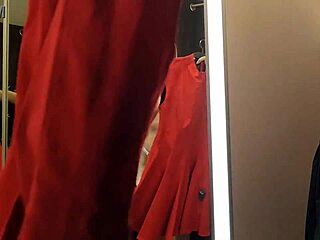 blonde wife flashes big tits in see-through try-on haul at mall