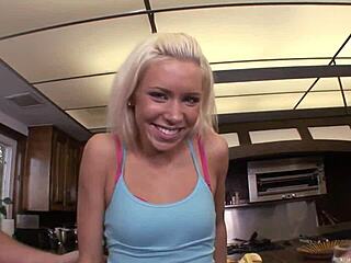 Kacey Jordan blonde teen whore pussy slammed by monster cock facial cumshot