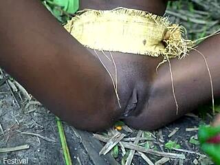 3 Native African Girls Tease Each Other's Pussies Outdoors?