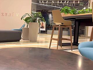 Risky Creampie Sex in Mall Public Bathroom with Horny Colombian Teen