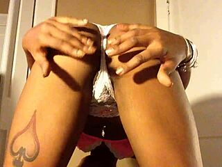 Brunette ebony in lingerie craves your groping touch now