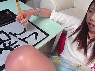 enka shimizu's moans build to vibrator orgasm while writing uncensored