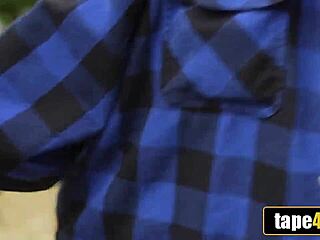 busty young babe sneaks massive bbc deep in forest while big feet peek out