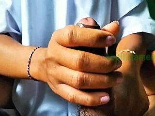indo schoolgirl practicing her blowjob skills