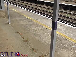 naughty british teen handjob stranger train station cum