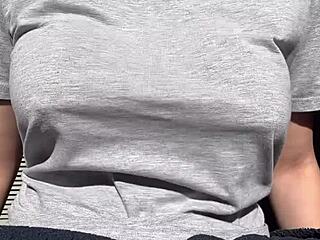 Stepmom artemisia's big boobs bounce wild horny outdoor session