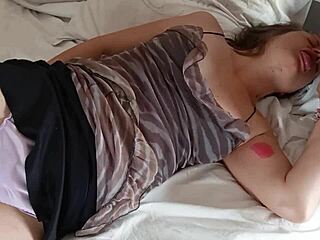 FUCKED hard in zebra DRESS purple SATIN panties THONG rimjob blowjob!