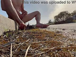 quick cum blast after eyes on her naked outdoor romp?