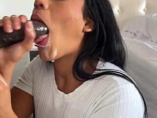 wanna watch me deepthroat this huge dildo like a real slut cock?