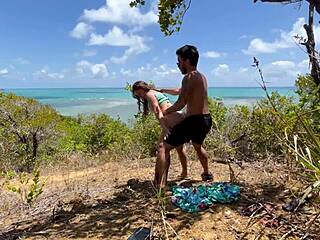 naughty housewife flashes big tits pussy on nordeste beach anal sexo ao ar livre