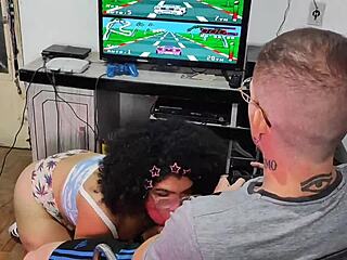 Sofie Lollipop deepthroats Carmona's cock after game loss cums in mouth