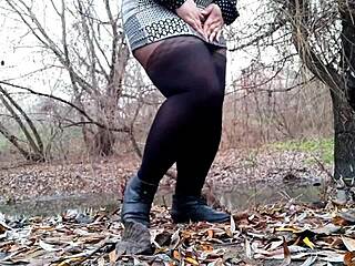 milf's wet pantyhose pussy ready for your warm stream lover