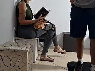 dick flash in dentist wait room turns into hot grope lick and creampie fuck