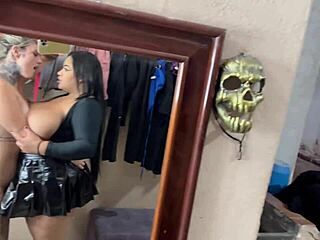 caught my fat tenant masturbating huge tits in yard and joined her porno vid