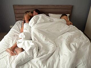 Stepmom sneaks silent anal creampie while hubby's clueless nearby