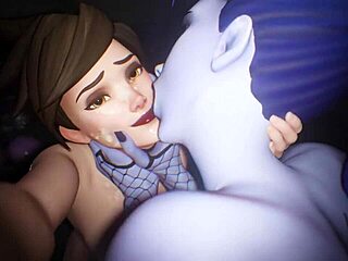 tracer gasps at widowmaker's throbbing monster futanari cock