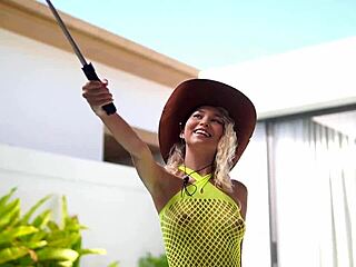 Skinny young wife oils natural tits rides mature cowboy stallion