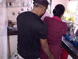 hey stepsis kajal and promila you two look hot fucking stepbro in the kitchen