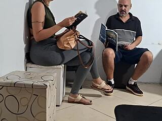 dick flash in dentist wait room turns into hot grope lick and creampie fuck