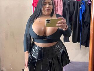 caught my fat tenant masturbating huge tits in yard and joined her porno vid